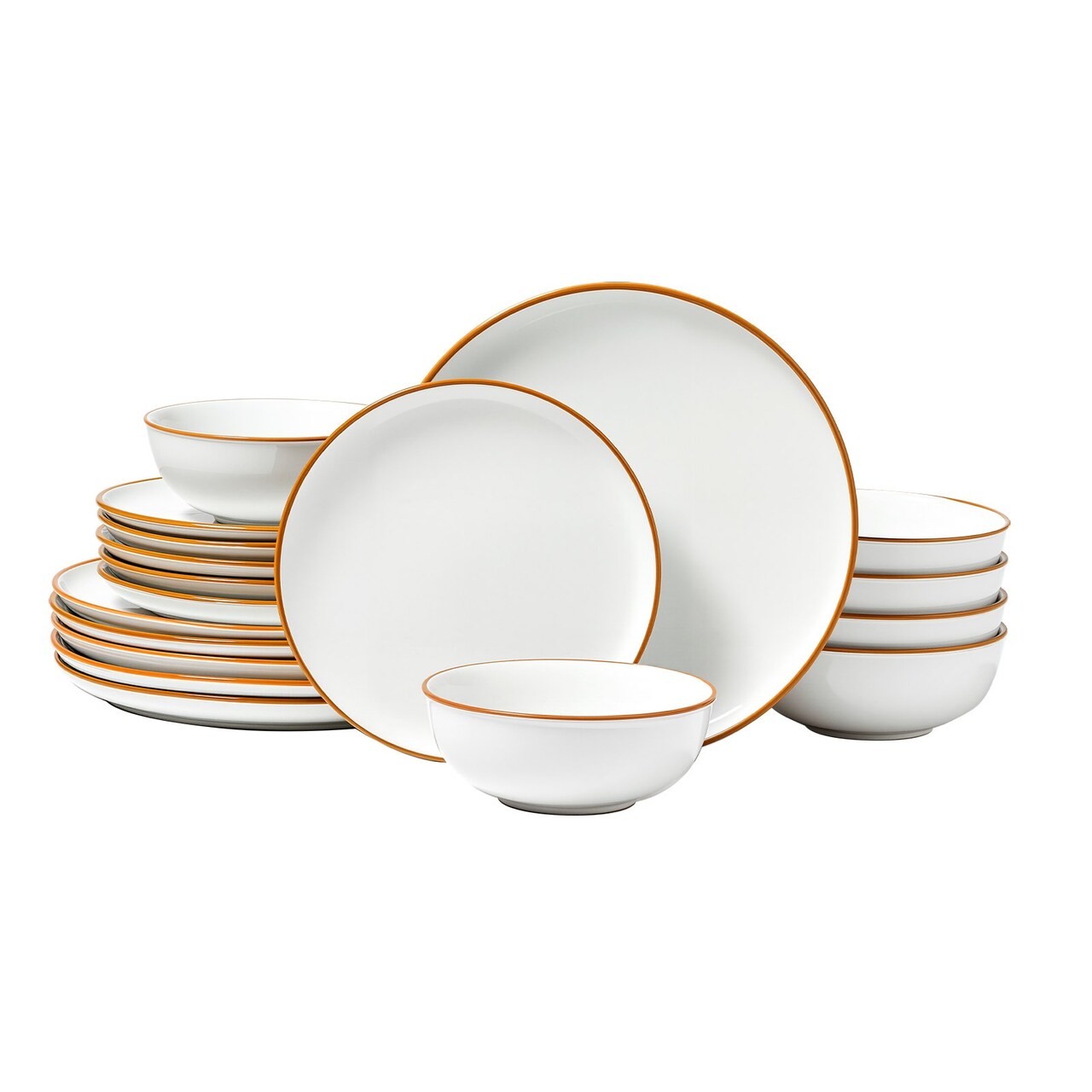 Ceramic Dinnerware Set, Round Plates and Bowls, Dishwasher & Microwave Safe